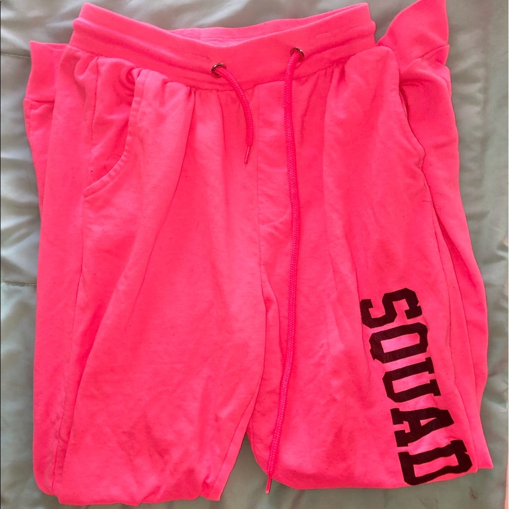Girls Bright Pink Squad Goals Sweatpants